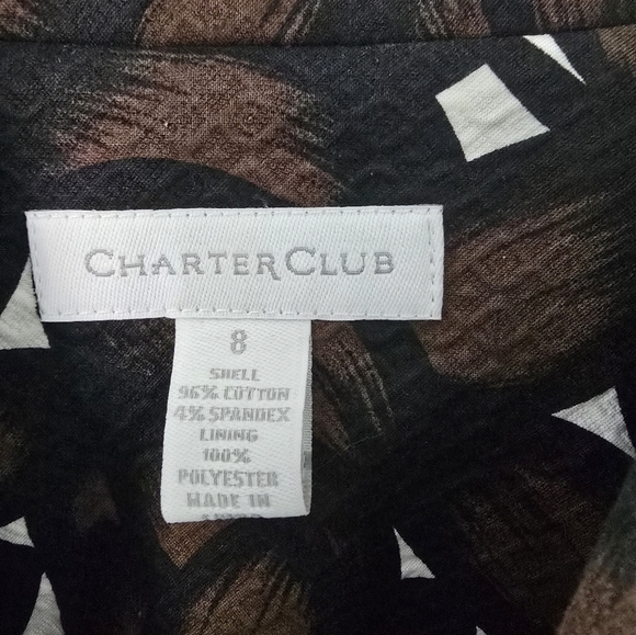 Charter Club Balzer Jacket Women Sz 8 Abstract Print Cap 3/4 Sleeves Pockets - Picture 9 of 11